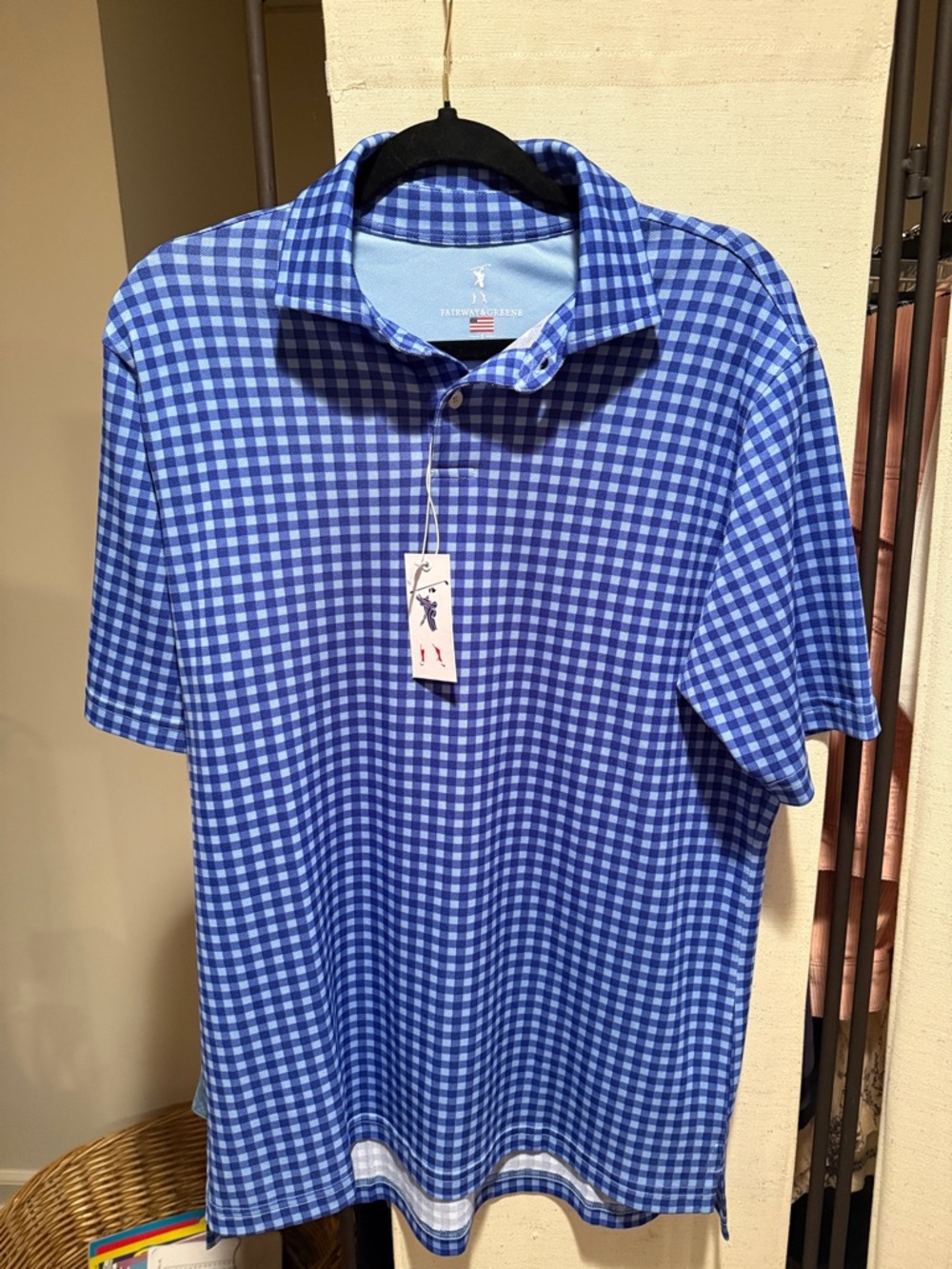 Fairway & Greene Royal and Light Blue Gingham Polo